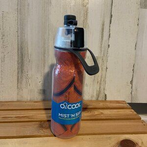 NWT O2Cool 20oz. Mist 'N Sip Squirt Water Bottle Basketball Print